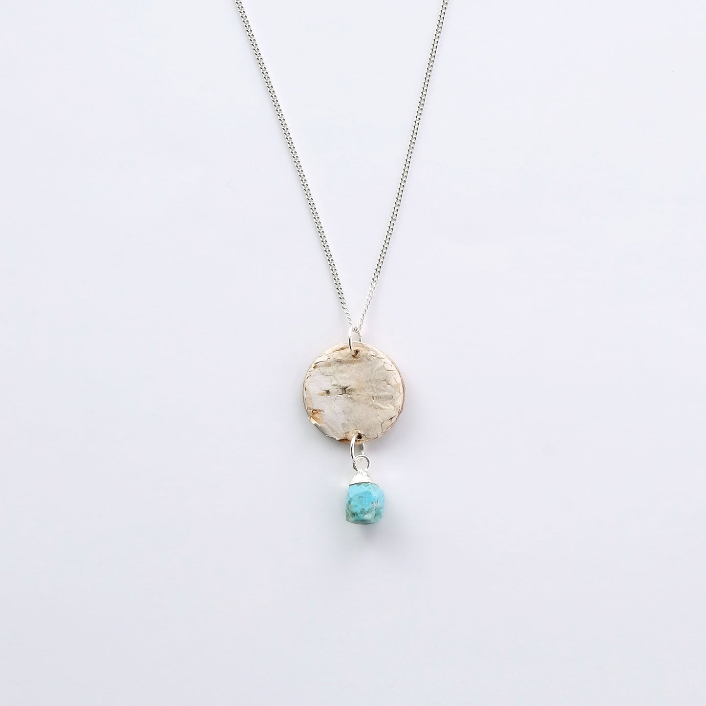 Steorra Birch Bark Necklace with Rough Turquoise Stone