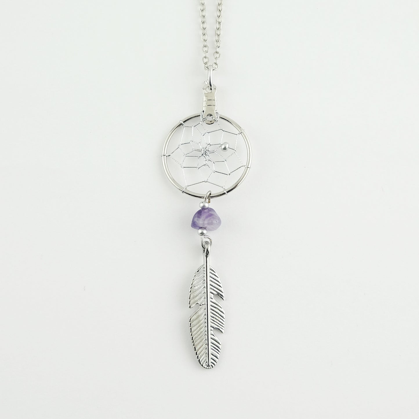 .75" Dream Catcher Necklace with Amethyst Stone