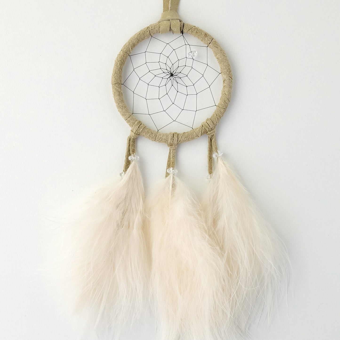 2.5" Pastel Dream Catcher with Tan Feathers