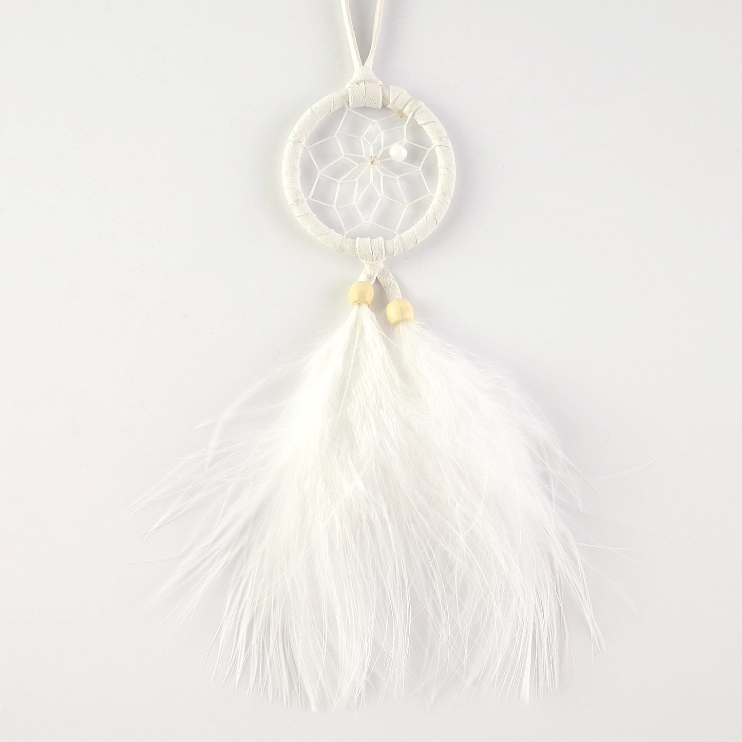 1.5" Natural White Dream Catcher with Fluff Feathers