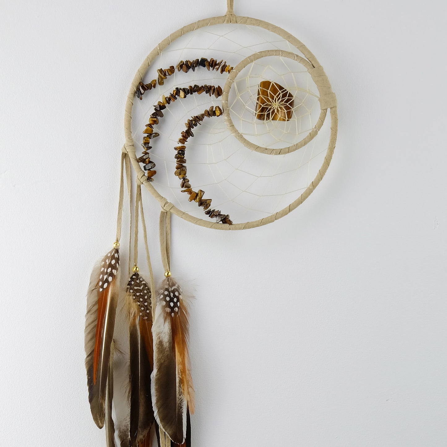 6" Energy Dream Catcher with Tiger's Eye Stones