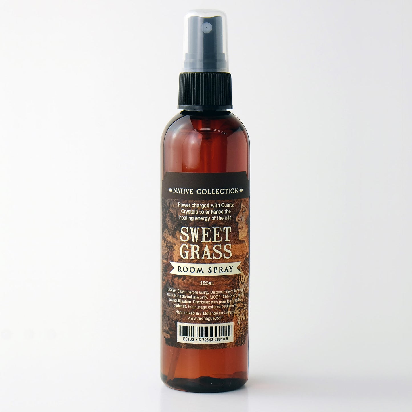 Native Sweetgrass Blend Room Spray with Clear Quartz Stones