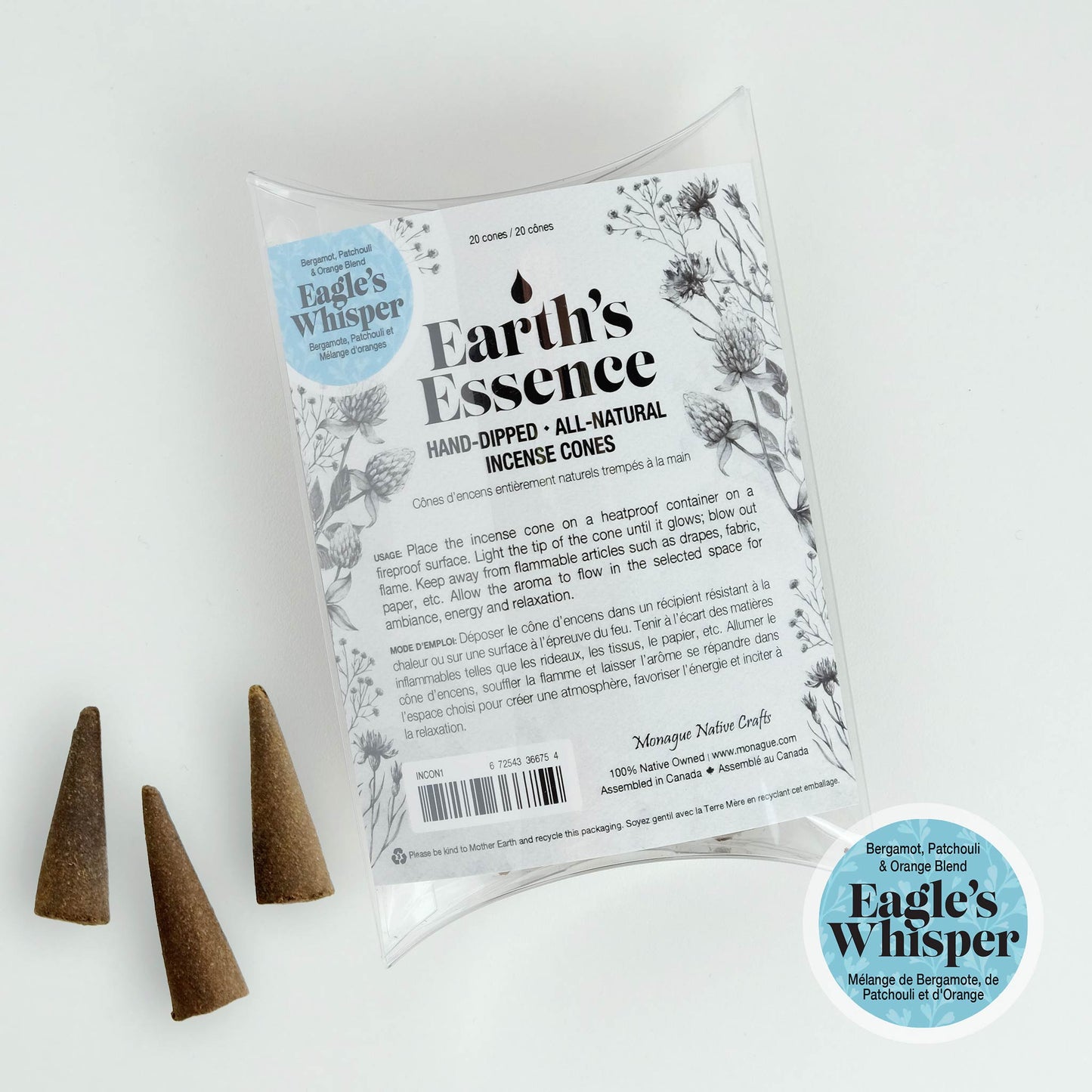 Eagle's Whisper Incense Cones - Bergamot, Patchouli, Orange Blend