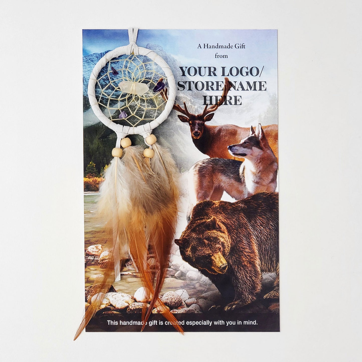 Bear, Wolf and Elk Card with 2" Vision Seeker Dream Catcher