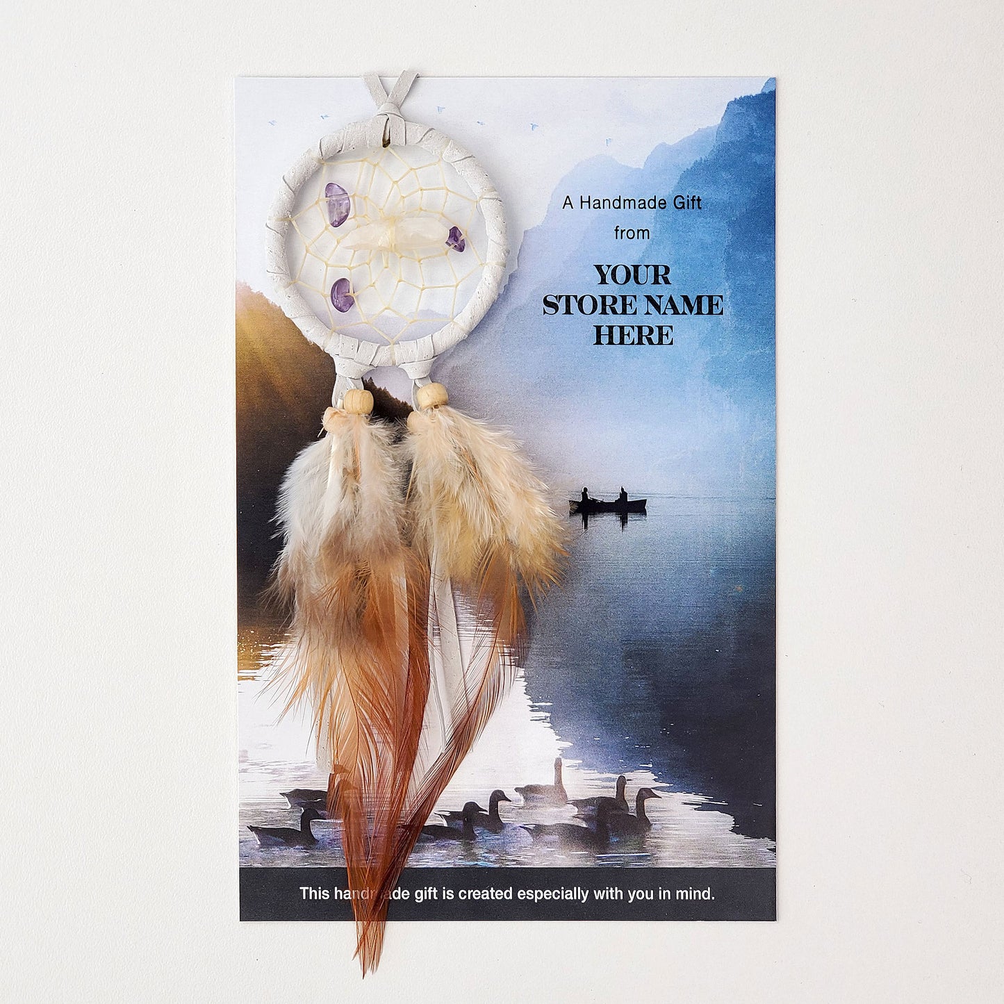 Fishing on Lake Card with 2" Vision Seeker Dream Catcher