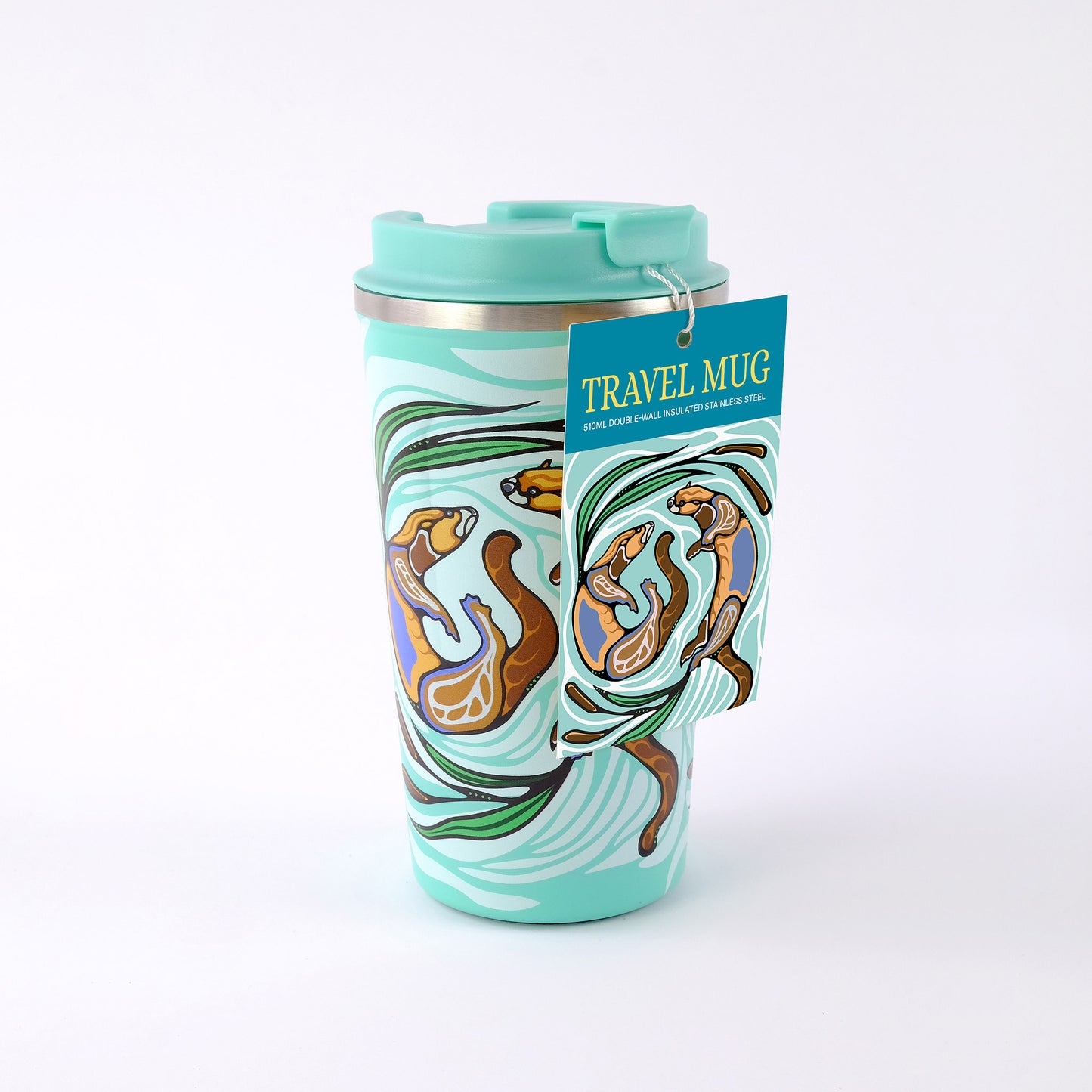 Travel Mug "Otters Play" by Storm Angeconeb