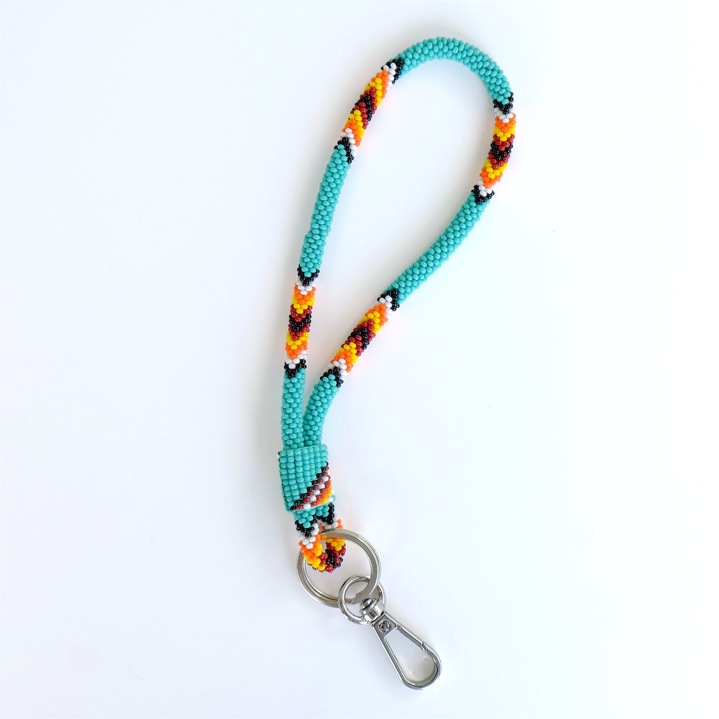 7" Teal Beaded Wrist Lanyard