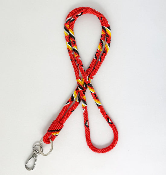 18" Red Beaded Lanyard