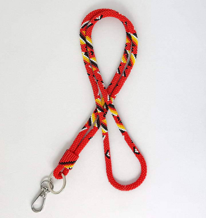 18" Red Beaded Lanyard