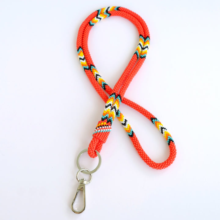 18" Red Beaded Lanyard