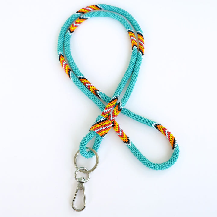 18" Teal Beaded Lanyard