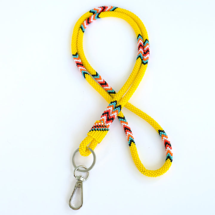 18" Yellow Beaded Lanyard