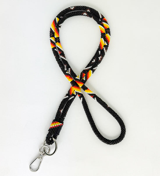 18" Black Beaded Lanyard
