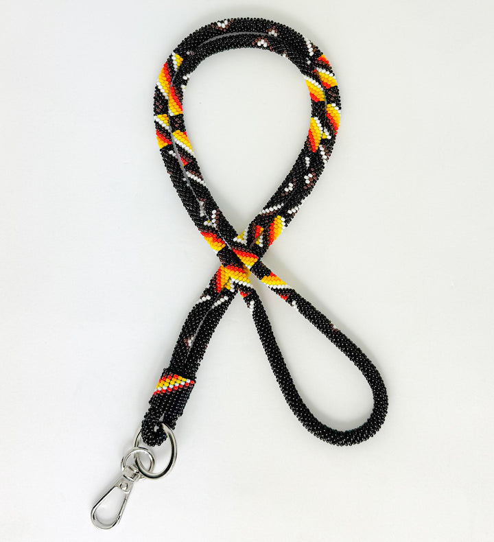 18" Black Beaded Lanyard