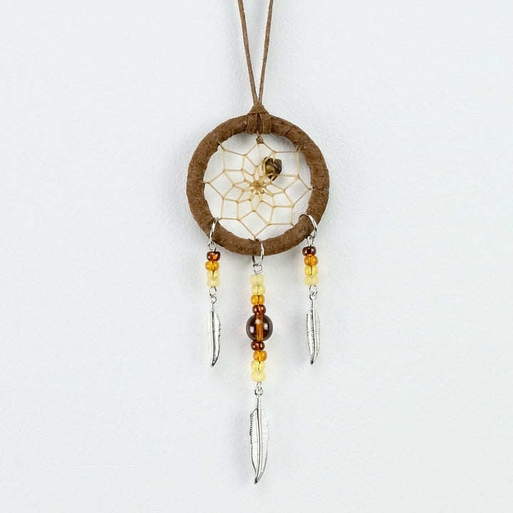 1.5" Fancy Dream Catcher with Brown Glass Beads