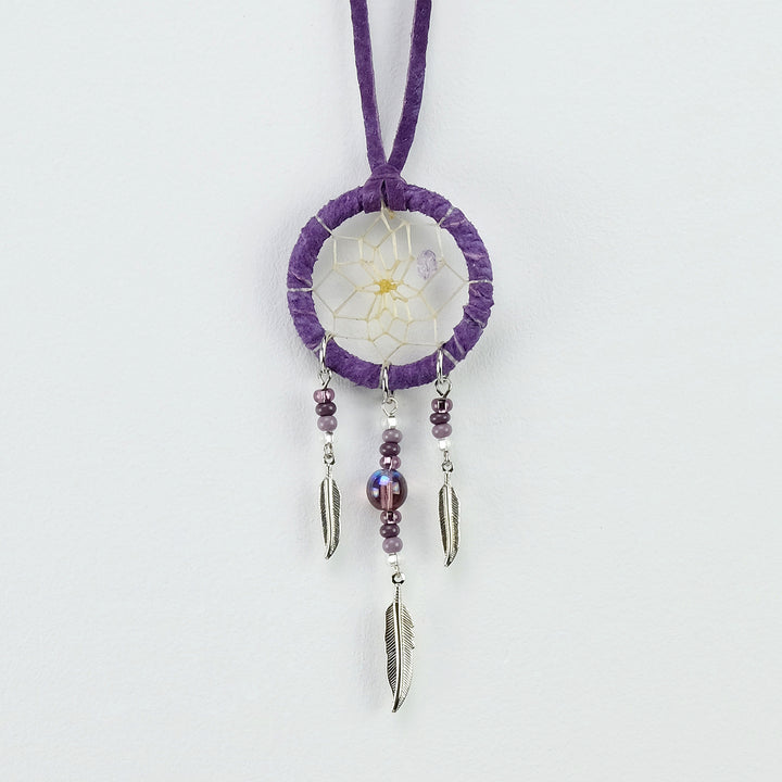1.5" Fancy Dream Catcher with Purple Glass Beads