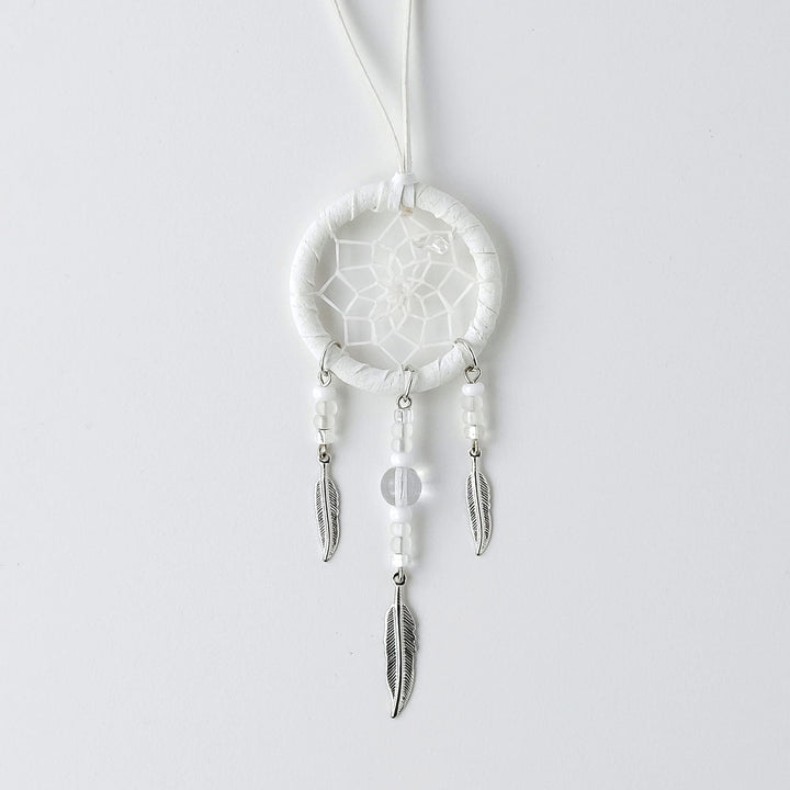 1.5" Fancy Dream Catcher with White Glass Beads