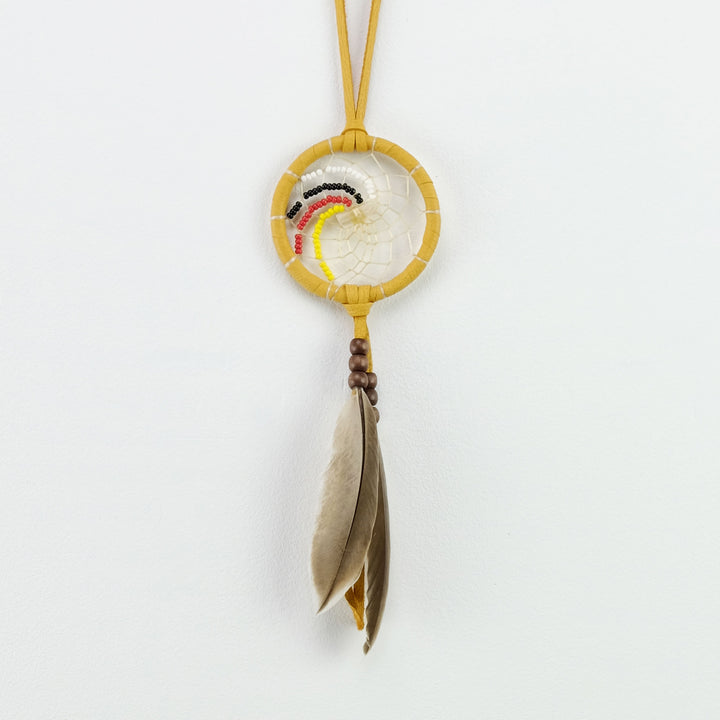 2" Beaded Dream Catcher in Gold Hide