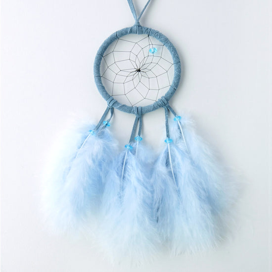 2.5" Pastel Dream Catcher with Baby Blue Feathers