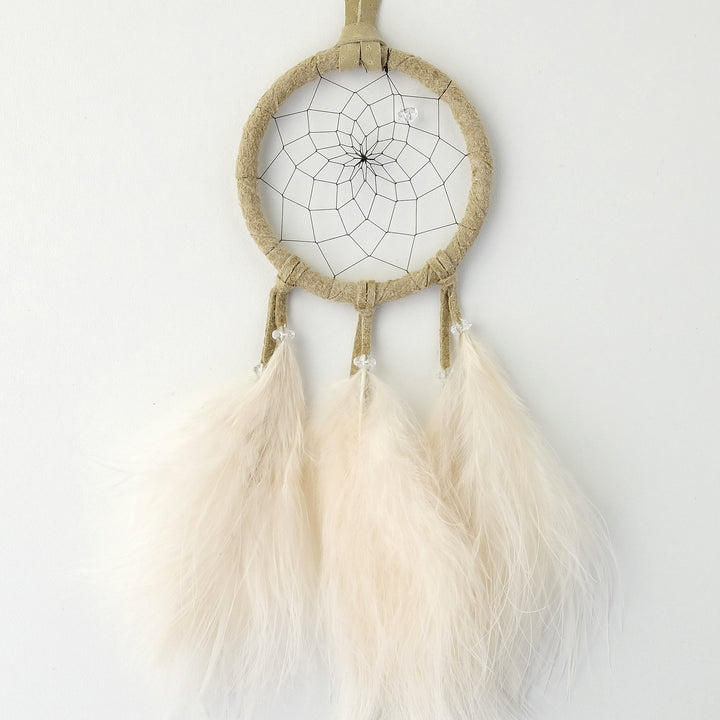 2.5" Pastel Dream Catcher with Tan Feathers
