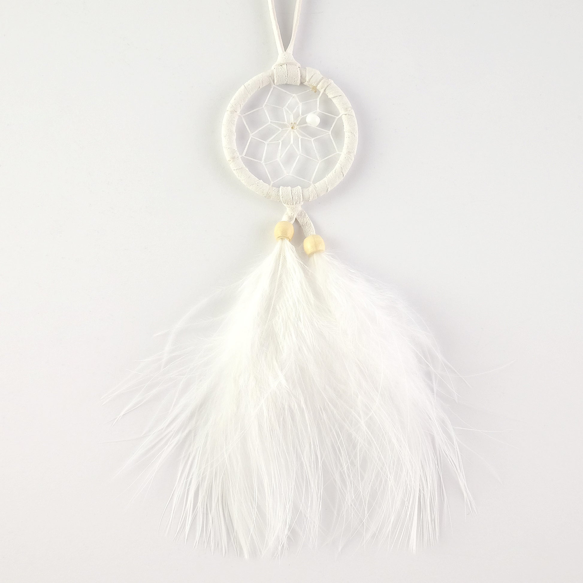 1.5" Natural White Dream Catcher with Fluff Feathers