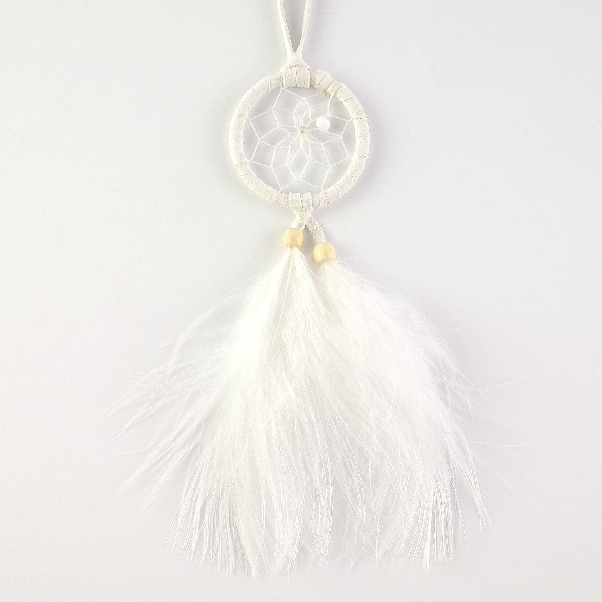 1.5" Natural White Dream Catcher with Fluff Feathers
