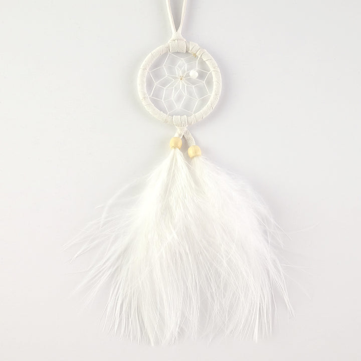 1.5" Natural White Dream Catcher with Fluff Feathers