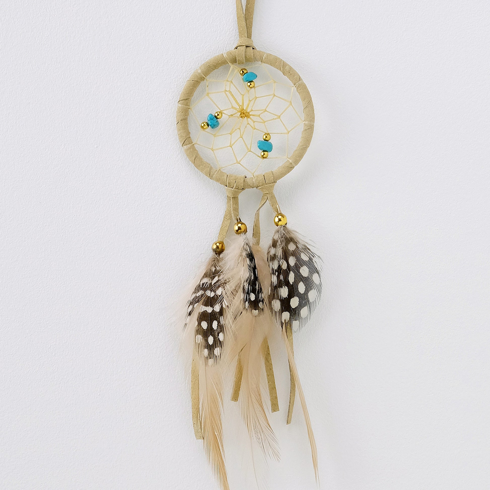 2" Tan Dream Catcher with Semi-precious Stones