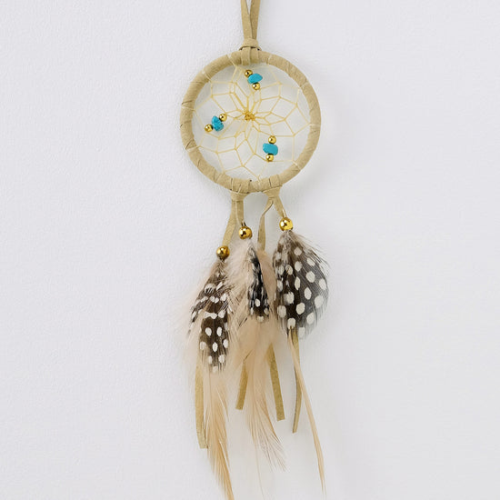 2" Tan Dream Catcher with Semi-precious Stones