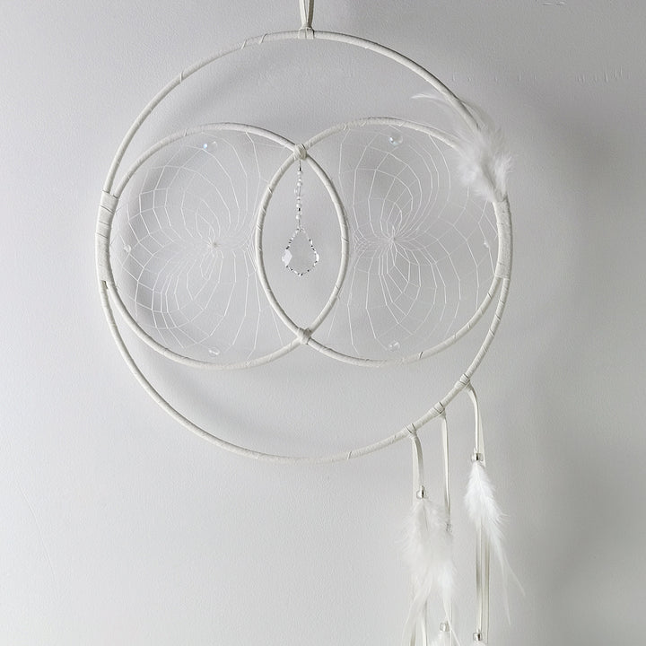 12" White Soul Connection Double Dream Catcher