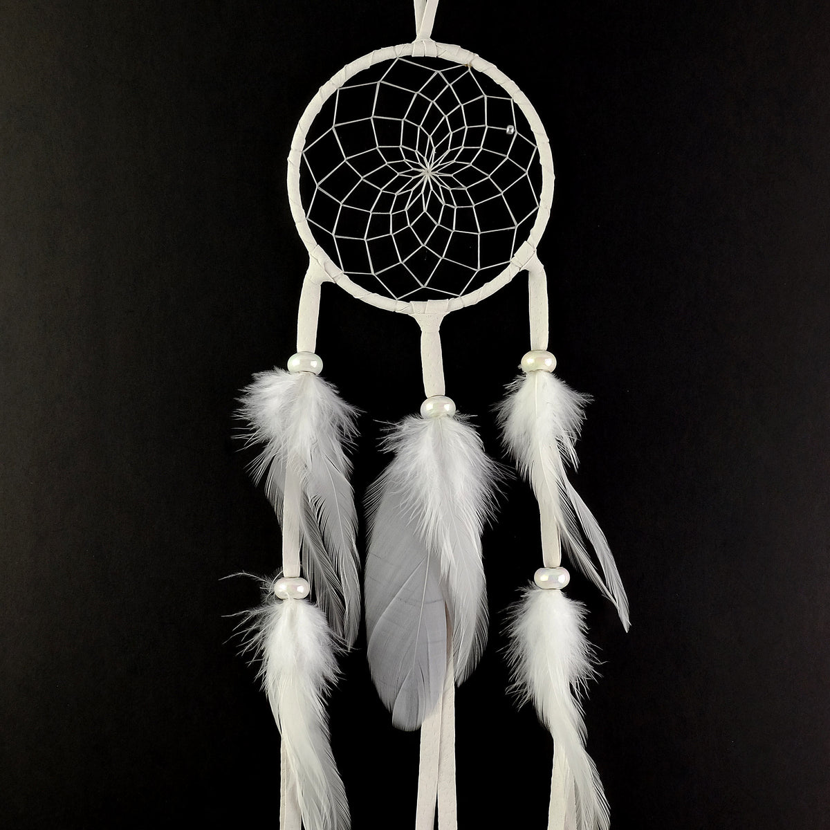 4" Beaded Pastel White Dream Catcher