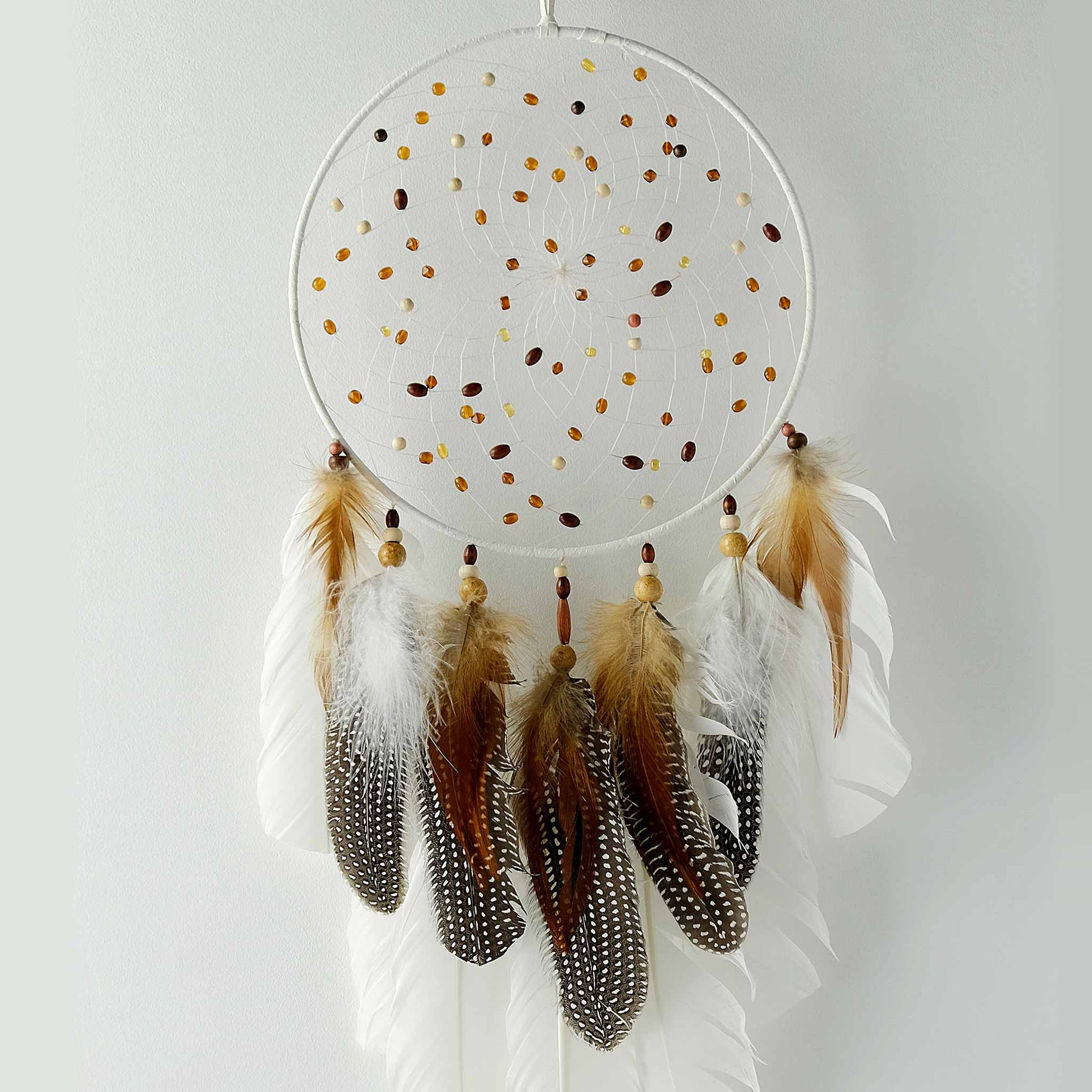9" White Spirit Feather Dream Catcher
