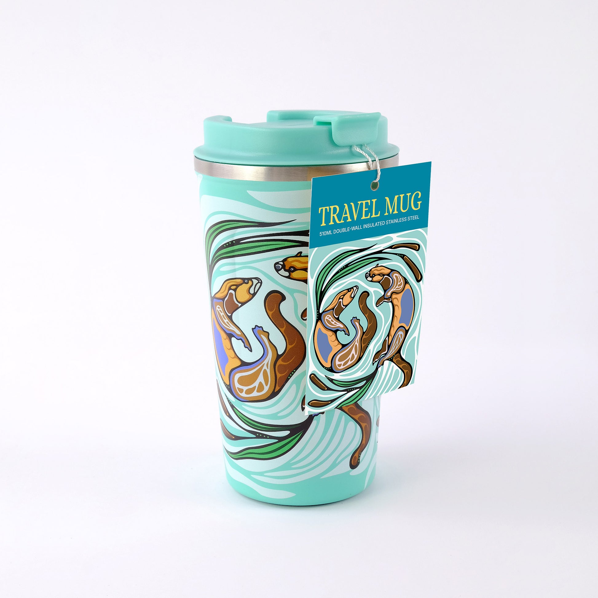Travel Mug "Otters Play" by Storm Angeconeb
