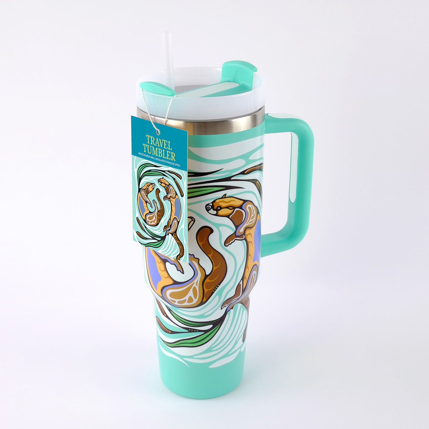 Travel Tumbler "Otters Play" by Storm Angeconeb