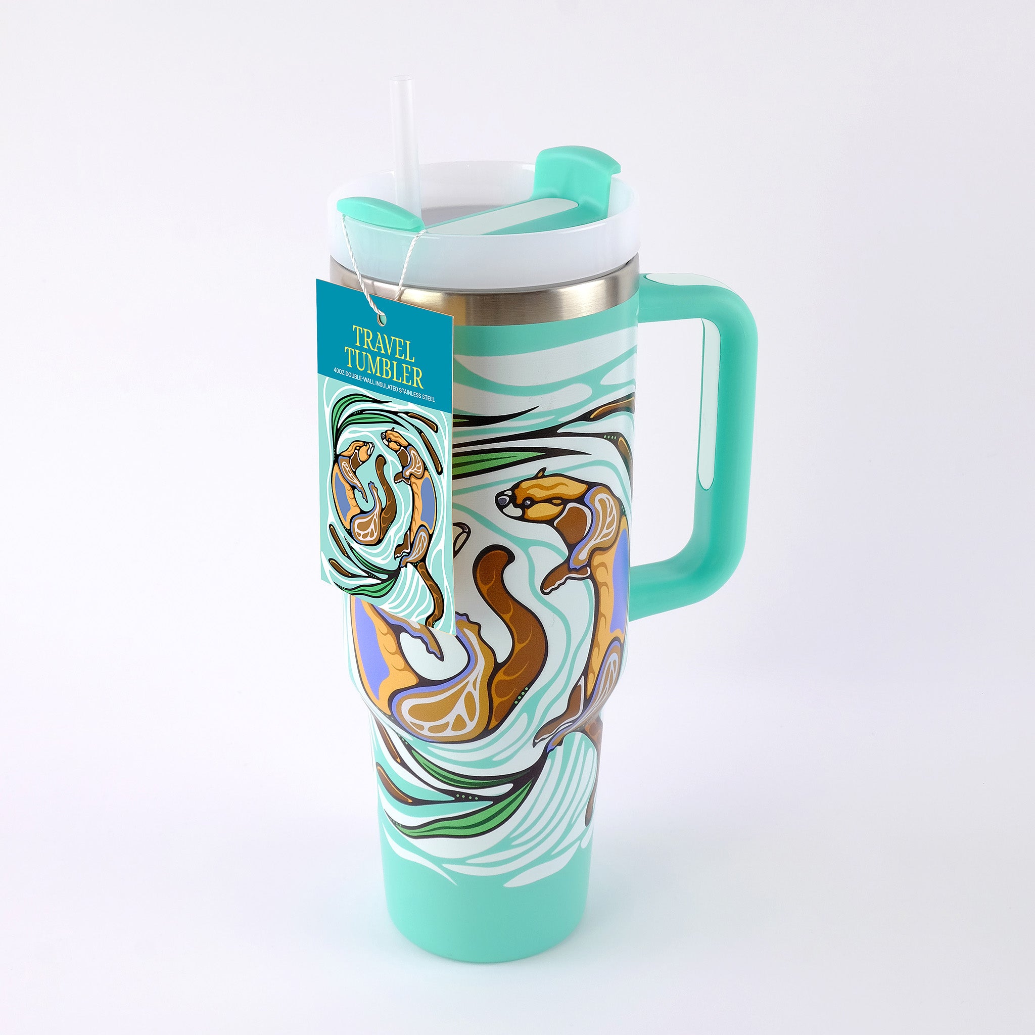 Travel Tumbler "Otters Play" by Storm Angeconeb