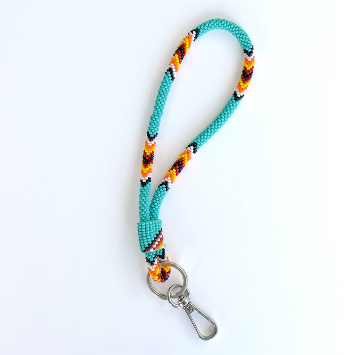 7" Teal Beaded Wrist Lanyard