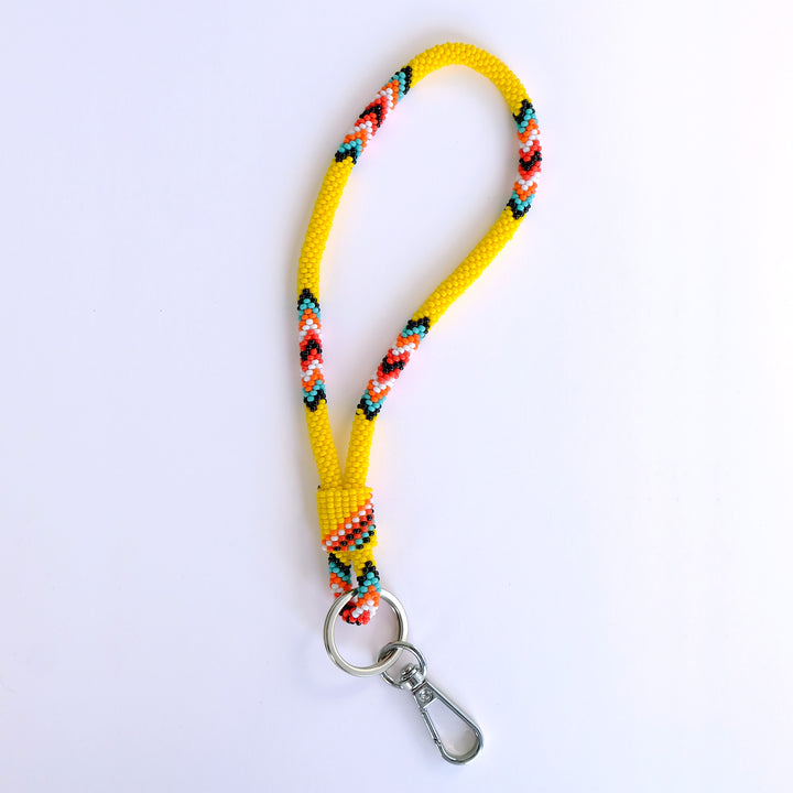 7" Yellow Beaded Wrist Lanyard
